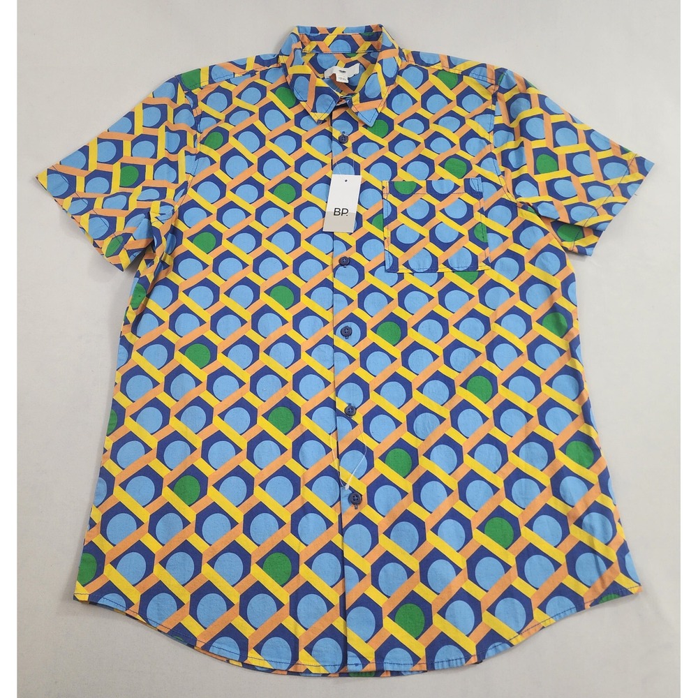 BP shirt M Medium buttons cotton spandex short sleeve pocket BP482674MN $68 mens